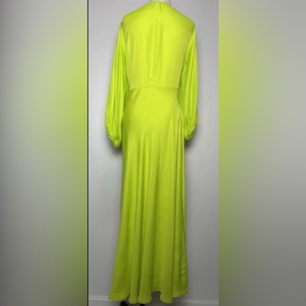 Farm Rio Lime Green Cutout Midi Dress NWT – Balloon Sleeve, Tassel Tie - Picture 11 of 16